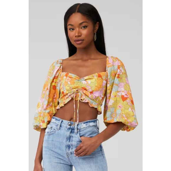 Show Me Your MuMu Jenna Cropped Top Groovy Blooms Size XS - Picture 1 of 12